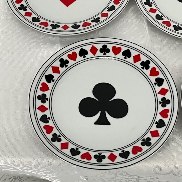 Cards Themed Porcelain Dessert Plates Set Of 4 By I.‎ Godinger & Co. - Picture 6 of 9